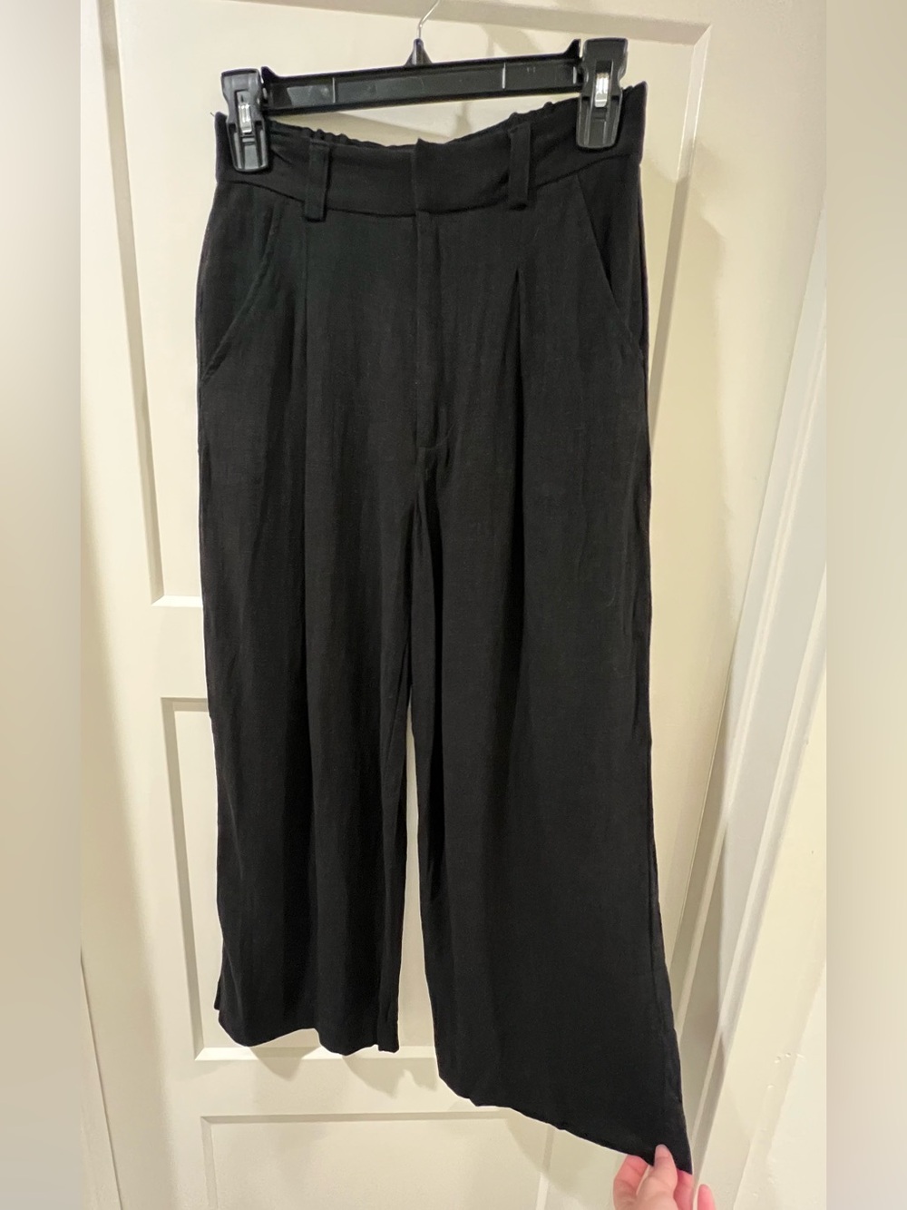 ASOS Design Black Linen Wide-Leg Pants